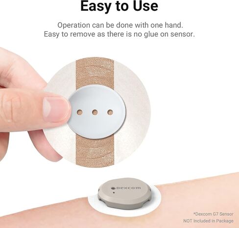 KOVOQ Dexcom G7 Adhesive Patches, 25 Waterproof Adhesive Patches + 1 Reusable Hardshell Cover for Dexcom G7, Latex-Free, Hypoallergenic, Breathable (Tan) in Kuwait