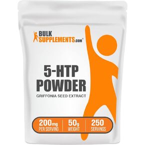 BULKSUPPLEMENTS.COM مسحوق 5-HTP - 5-Hydroxytryptophan، مكمل 5 HTP، 5-HTP 200 مجم - من مستخلص بذور جريفونيا - خالي من الغلوتين، 200 مجم من مكمل HTP5 لكل وجبة، 50 جم (1.8 أونصة) in Kuwait