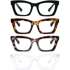 prtcslwd Reading Glasses for Women Oprah Style Oversized Square Spring Hinge Blue Light Blocking Glasses