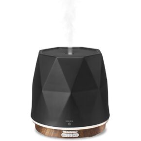 SPARIA Ceramic Ultrasonic Essential Oil Diffuser for Aromatherapy, Matte Black with Wood Grain, 300ml, 18 Hour Runtime in Saudi Arabia