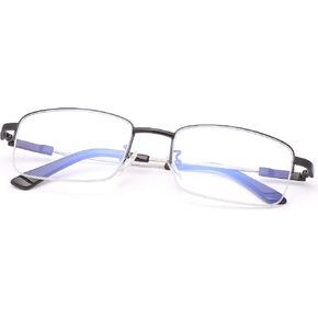 LJIMI Progressive Multifocus Presbyopic Reading Glasses Blue Light Blocking Half Frame Titanium Alloy No Line Multifocal UV Protection Computer Readers for Men and Women Eyeglasses Anti Glare Eyewear