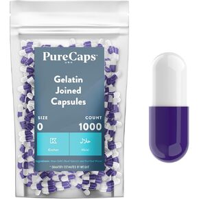 Purecaps USA - Size 0 Empty Apple Green Gelatin Pill Capsules - Fast Dissolving and Easily Digestible - Preservative Free with Natural Ingredients - (1,000 Joined Capsules)