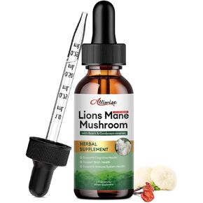 Alliwise Lions Mane Mushroom Drops Liquid, Mushroom Supplement with Reishi & Cordyceps Sinensis for Promotes Mental Clarity, Focus and Memory, Immune Support, Non-GMO, Vegan, 1 Month Supply in Kuwait