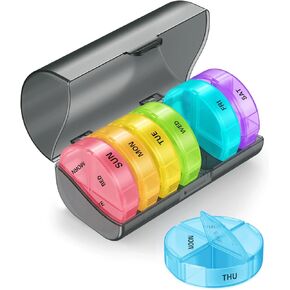 منظم حبوب الدواء 4 مرات في اليوم، باج هول المحمولة الأسبوعية لمدة 7 أيام - صندوق منظم أدوية لمدة أسبوع واحد لزيوت الأسماك والفيتامينات والمكملات الغذائية in Kuwait