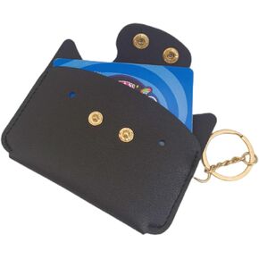 Birth Control Pill Case/Wallet PU Leather Medicine Holder Cute with Keychain (Black)