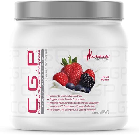 Metabolic Nutrition, CGP, Creatine Glycerol Phosphate, 100% Micronized Creatine Powder, Pre Intra Post Workout Supplement, Blue Raspberry, 400 Grams (40 Servings) in Saudi Arabia