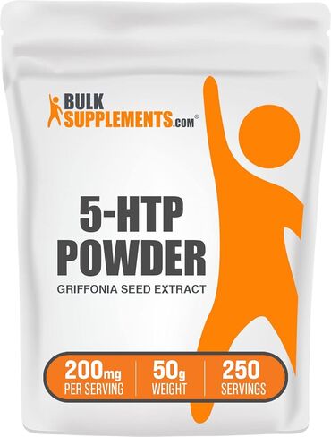 BULKSUPPLEMENTS.COM مسحوق 5-HTP - 5-Hydroxytryptophan، مكمل 5 HTP، 5-HTP 200 مجم - من مستخلص بذور جريفونيا - خالي من الغلوتين، 200 مجم من مكمل HTP5 لكل وجبة، 50 جم (1.8 أونصة) in Kuwait