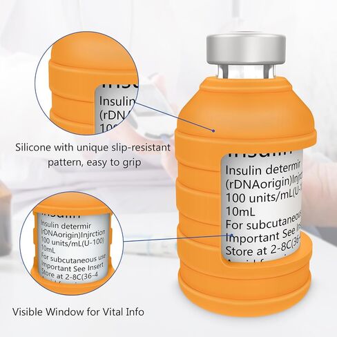 Insulin Via Bottle Protector Case for Diabetic, Insulin Vial Holder Silicone Protective Sleeve to Protect Your Insulin Vial from Breaking, for Most 10ML Insulin Vials, 2-Pack (Short-Blue) in Kuwait