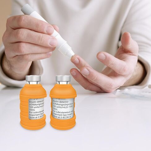 Insulin Via Bottle Protector Case for Diabetic, Insulin Vial Holder Silicone Protective Sleeve to Protect Your Insulin Vial from Breaking, for Most 10ML Insulin Vials, 2-Pack (Short-Blue) in Kuwait