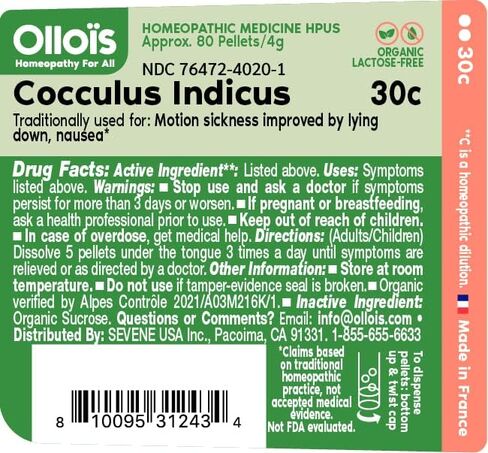 OLLOIS Cocculus Indicus 30c عضوي، خالي من اللاكتوز، نباتي، طب المثلية، 80 حبة (عبوة من 3) in Saudi Arabia