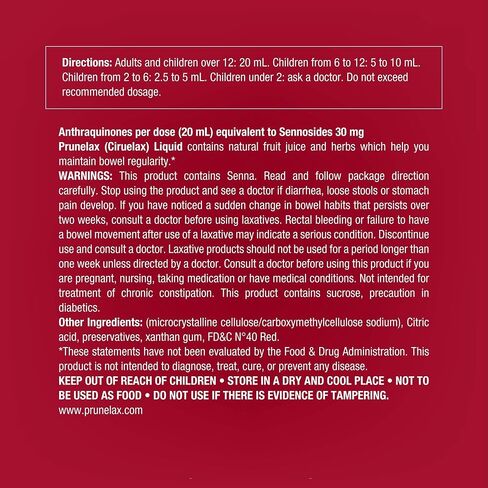Prunelax Ciruelax Natural Laxative Regular Liquid, for Occasional Constipation, 4.05 fl oz, Red, (EX1391) in Saudi Arabia