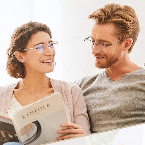 نظارات القراءة LJIMI التقدمية متعددة التركيز طويلة النظر، الضوء الأزرق يحجب نصف إطار من سبائك التيتانيوم بدون خط متعدد البؤر للحماية من الأشعة فوق البنفسجية، قارئات الكمبيوتر للرجال والنساء، نظارات مضادة للوهج in Kuwait