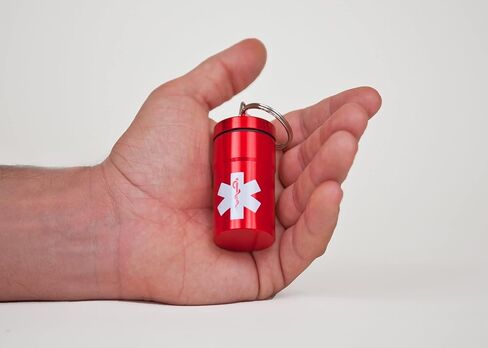 2 برطمان تخزين متوسط ​​الحجم من بريميو 1، حاوية حامل حبوب الدواء محكمة الغلق بنسبة 100% مقاومة للماء/الرائحة مع شعارين طبيين على الجانبين، لتأمين زجاجة نيترو 100 قيراط، وأعشاب أدوية الأسبرين، وسلسلة مفاتيح EDC + حلقة تسلق واحدة in Kuwait