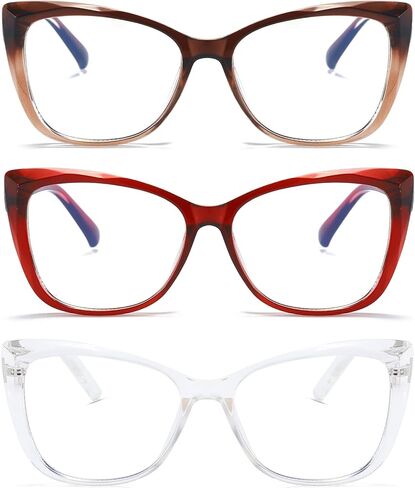 prtcslwd Reading Glasses for Women 3 Pack Cat Eye Oversized Blue Light Blocking Glasses +1.5 in Saudi Arabia