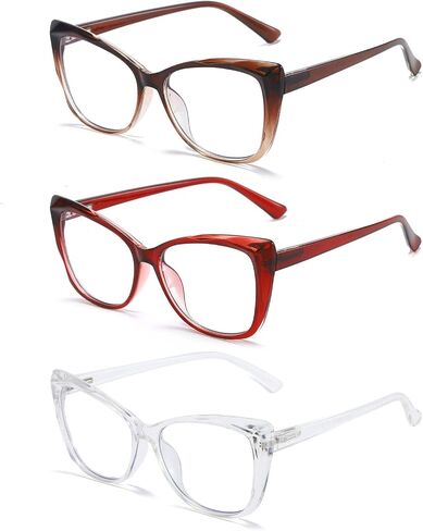 prtcslwd Reading Glasses for Women 3 Pack Cat Eye Oversized Blue Light Blocking Glasses +1.5 in Saudi Arabia