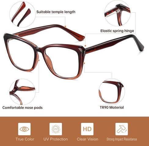 EYEGUARD Blue Light Reading Glasses for Women TR90 Cat Eye Computer Eyeglasses Fashion Spring Hinge Readers in Kuwait