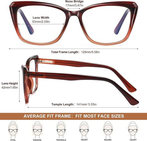 EYEGUARD Blue Light Reading Glasses for Women TR90 Cat Eye Computer Eyeglasses Fashion Spring Hinge Readers in Kuwait