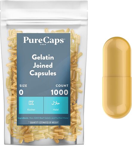 Purecaps USA - Size 0 Empty Apple Green Gelatin Pill Capsules - Fast Dissolving and Easily Digestible - Preservative Free with Natural Ingredients - (1,000 Joined Capsules) in Kuwait