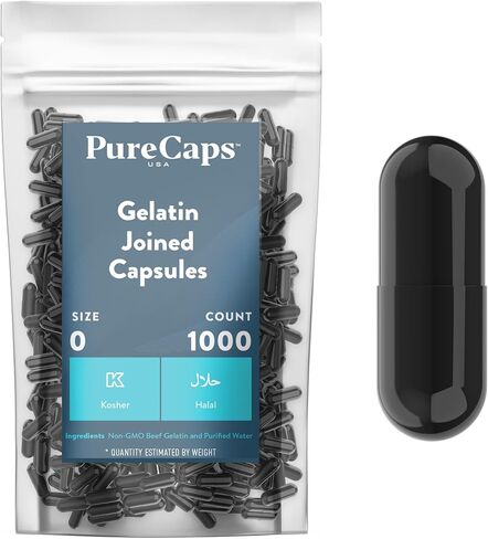 Purecaps USA - Size 0 Empty Apple Green Gelatin Pill Capsules - Fast Dissolving and Easily Digestible - Preservative Free with Natural Ingredients - (1,000 Joined Capsules) in Kuwait