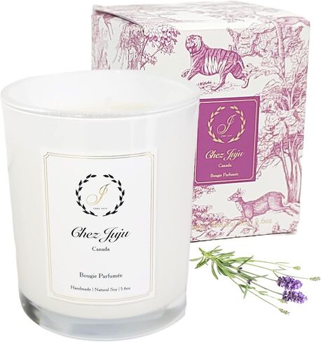 شمعة شيز جوجو من شمع الصويا الطبيعي | الفاوانيا وأحمر الخدود من جلد الغزال | شمعة معطرة فاخرة برائحة الروائح | حرق نظيف | صناعة يدوية | نباتي نباتي وصديق للبيئة | الزيوت العطرية النقية الجميلة in Kuwait