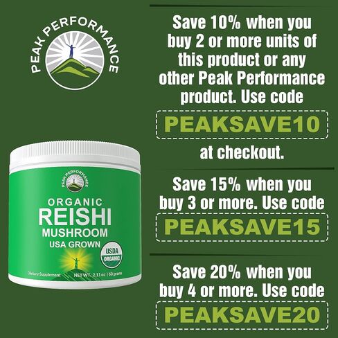 Organic Reishi Mushroom Powder - USA Grown Made With Organic Reishi Mushrooms. Vegan Supplement for Immunity Support. Naturally Harvested, Adaptogenic, Immune Support, Extract Blend Powders in Saudi Arabia