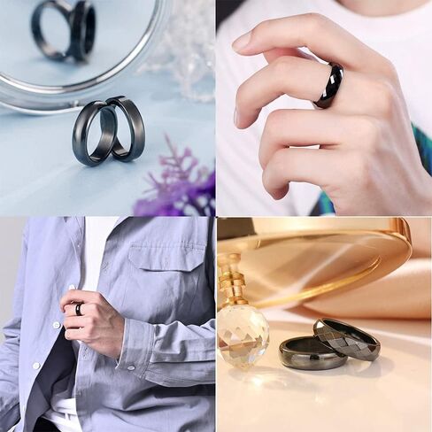 MOZAKA 18 قطعة من خواتم الهيماتيت للنساء والرجال للجنسين حلقات الهيماتيت السوداء الجذر شاكرا تمتص الطاقة السلبية والقلق والتوازن الدائري مقاس 4.8-11.5 in Kuwait