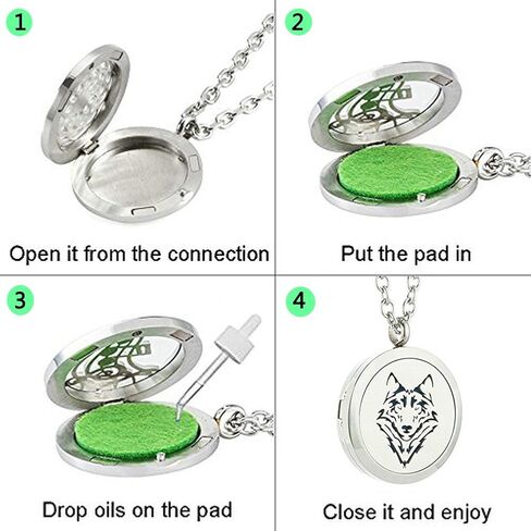 JAOYU Diffuser Necklace Aromatherapy Pendant Animal Locket Essential Oil Necklace for Women - Teens Girls Gifts in Kuwait