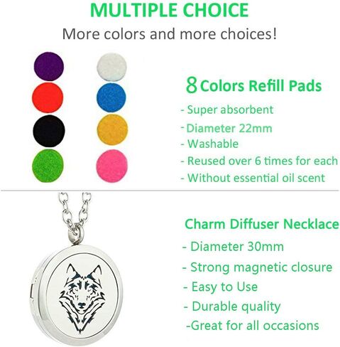 JAOYU Diffuser Necklace Aromatherapy Pendant Animal Locket Essential Oil Necklace for Women - Teens Girls Gifts in Kuwait