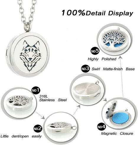 JAOYU Diffuser Necklace Aromatherapy Pendant Animal Locket Essential Oil Necklace for Women - Teens Girls Gifts in Kuwait