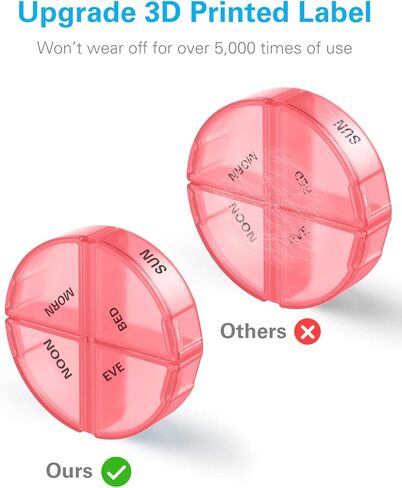 منظم حبوب الدواء 4 مرات في اليوم، باج هول المحمولة الأسبوعية لمدة 7 أيام - صندوق منظم أدوية لمدة أسبوع واحد لزيوت الأسماك والفيتامينات والمكملات الغذائية in Kuwait