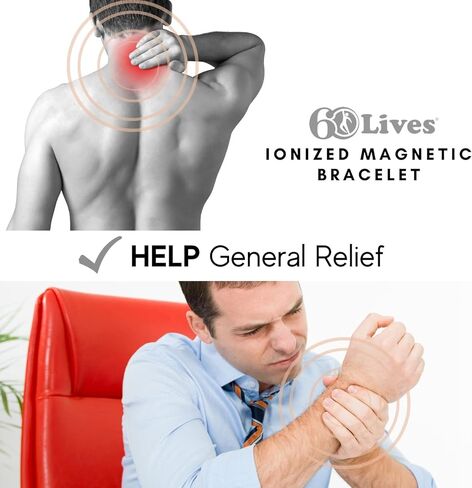 60LIVES سوار العلاج المغناطيسي للرجل. يساعد في علاج الإجهاد الصحي والتهاب المفاصل والألم. طاقة قوية مدعومة بالعناصر الطبيعية. in Kuwait