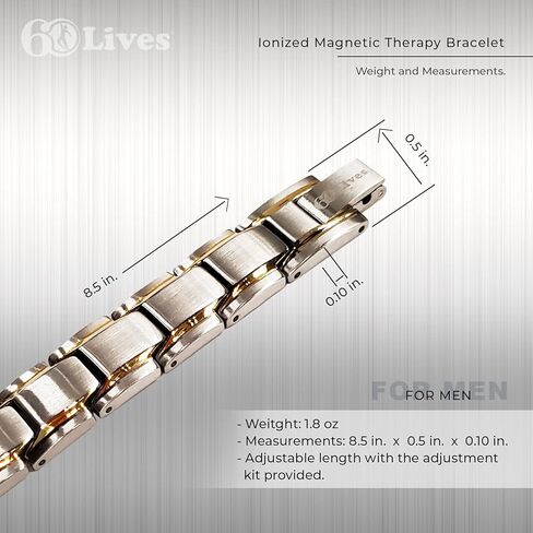 60LIVES سوار العلاج المغناطيسي للرجل. يساعد في علاج الإجهاد الصحي والتهاب المفاصل والألم. طاقة قوية مدعومة بالعناصر الطبيعية. in Kuwait