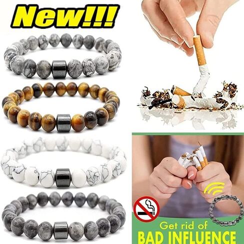 3 Pcs Smoking Cessation Bracelets, Anti Anxiety Bracelets Natural Stones Stress Relief Spiritual Bracelet for Women Men Quit Smoking Therapy Bracelet in Saudi Arabia