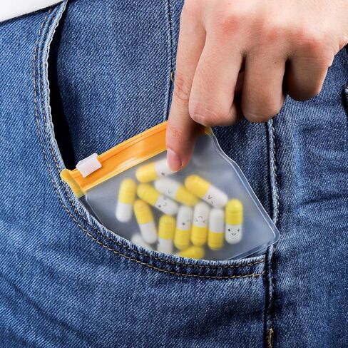 Goaste 56 Pack Pill Pouch Bags, Zippered Translucent Medicine Organizer, Reusable Travel Self Sealing Vitamine Baggies, Plastic Clear Storage Pouches with Slide Lock for Pills, Small Crafts, Beads in Saudi Arabia