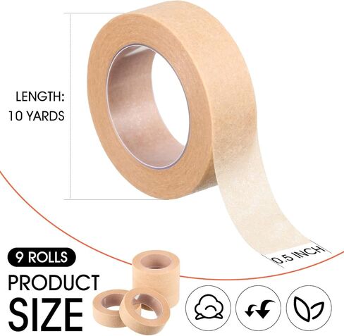 Nuanchu 9 Rolls Beige Tape Flexible Skin Tape Breathable Nose Tape Self Adhesive Gauze Tape for Wound Injuries Swelling Sports, 0.5 Inch x 10 Yards in Saudi Arabia