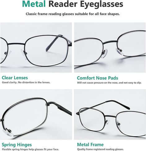 Eyekepper 4 أزواج من نظارات القراءة بإطار معدني + نظارات قارئ 1.75 مع مفصلات زنبركية للرجال والنساء للقراءة in Kuwait