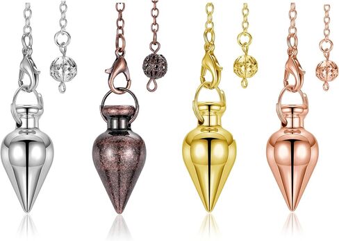Jovivi 4 Pcs Copper Metal Pendulums for Dowsing Spiritual Point Pendulum Calabash-Shaped Copper Pointed Pendant Pendulum Sets for Healing, Chakra, Meditation, Scrying, Witchcraft, Dowsing Divination in Saudi Arabia