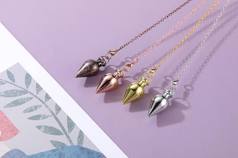 Jovivi 4 Pcs Copper Metal Pendulums for Dowsing Spiritual Point Pendulum Calabash-Shaped Copper Pointed Pendant Pendulum Sets for Healing, Chakra, Meditation, Scrying, Witchcraft, Dowsing Divination in Saudi Arabia