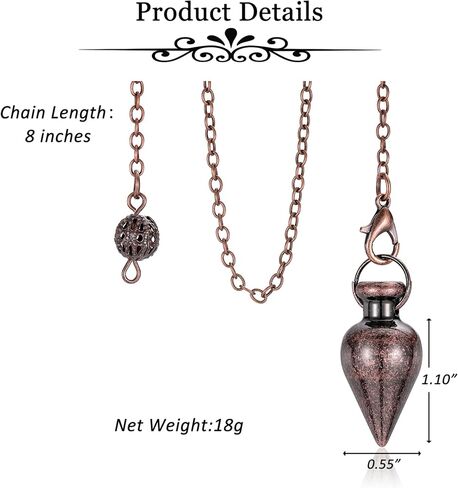 Jovivi 4 Pcs Copper Metal Pendulums for Dowsing Spiritual Point Pendulum Calabash-Shaped Copper Pointed Pendant Pendulum Sets for Healing, Chakra, Meditation, Scrying, Witchcraft, Dowsing Divination in Saudi Arabia