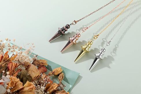 Jovivi 4 Pcs Copper Metal Pendulums for Dowsing Spiritual Point Pendulum Calabash-Shaped Copper Pointed Pendant Pendulum Sets for Healing, Chakra, Meditation, Scrying, Witchcraft, Dowsing Divination in Saudi Arabia