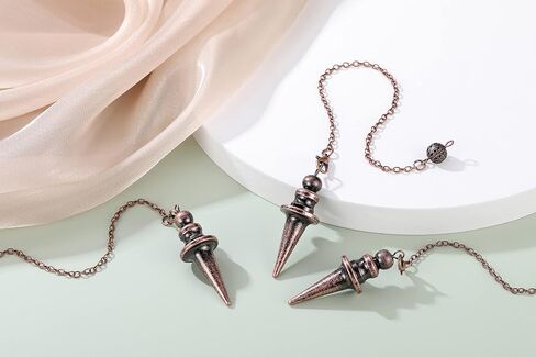Jovivi 4 Pcs Copper Metal Pendulums for Dowsing Spiritual Point Pendulum Calabash-Shaped Copper Pointed Pendant Pendulum Sets for Healing, Chakra, Meditation, Scrying, Witchcraft, Dowsing Divination in Saudi Arabia