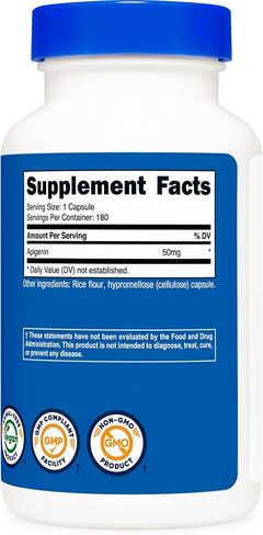 Nutricost Apigenin 50mg, 180 Capsules - Non-GMO, Gluten Free, Vegan in Saudi Arabia