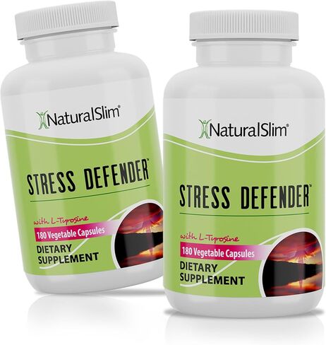 NaturalSlim Stress Defender L Tyrosine & Pantothenic Acid (Vitamin B5) - Natural Supplements for Energy, Focus, Cortisol Level and Stress Support - Keto Friendly - 180 Vegetable Capsules in Kuwait