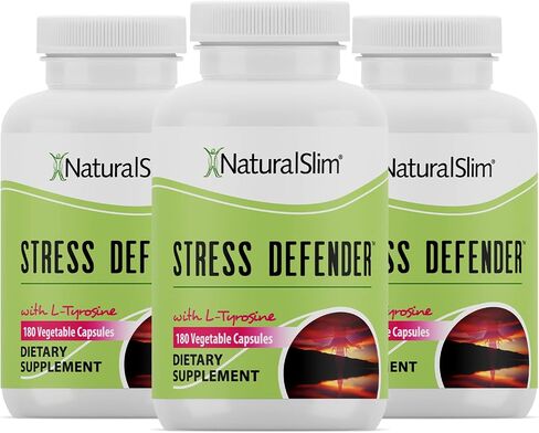 NaturalSlim Stress Defender L Tyrosine & Pantothenic Acid (Vitamin B5) - Natural Supplements for Energy, Focus, Cortisol Level and Stress Support - Keto Friendly - 180 Vegetable Capsules in Kuwait