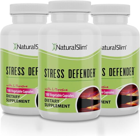 NaturalSlim Stress Defender L Tyrosine & Pantothenic Acid (Vitamin B5) - Natural Supplements for Energy, Focus, Cortisol Level and Stress Support - Keto Friendly - 180 Vegetable Capsules in Kuwait