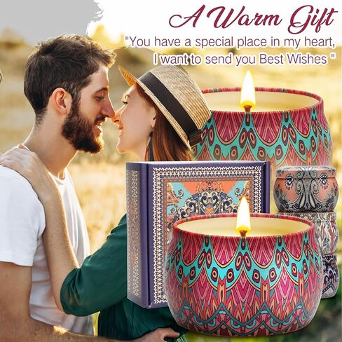 Scented Candle Gifts for Women, 4 Pack 4.4 oz Aromatherapy Candles, 8% Essential Oil, 120H Burning, Stress Relief Gifts for Girlfriend, Teacher, Mom, Anniversary, Birthday in Saudi Arabia