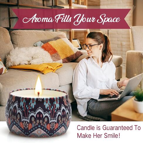 Scented Candle Gifts for Women, 4 Pack 4.4 oz Aromatherapy Candles, 8% Essential Oil, 120H Burning, Stress Relief Gifts for Girlfriend, Teacher, Mom, Anniversary, Birthday in Saudi Arabia