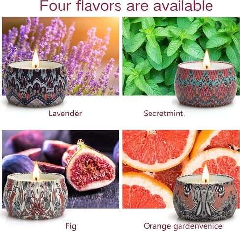 Scented Candle Gifts for Women, 4 Pack 4.4 oz Aromatherapy Candles, 8% Essential Oil, 120H Burning, Stress Relief Gifts for Girlfriend, Teacher, Mom, Anniversary, Birthday in Saudi Arabia