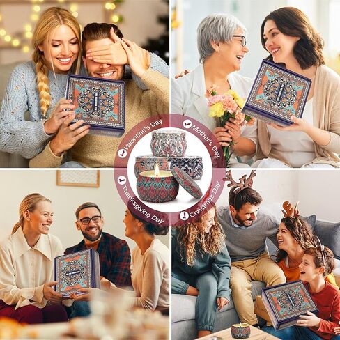Scented Candle Gifts for Women, 4 Pack 4.4 oz Aromatherapy Candles, 8% Essential Oil, 120H Burning, Stress Relief Gifts for Girlfriend, Teacher, Mom, Anniversary, Birthday in Saudi Arabia