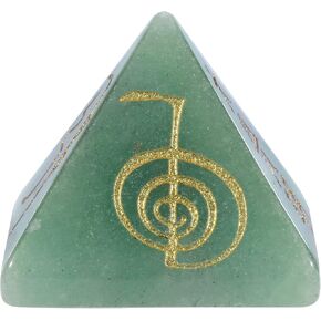 Amogeeli Healing Crystal Stone Pyramid with Reiki Symbols Engraved, Pocket Stone for Meditation Decoration, Lapis Lazuli